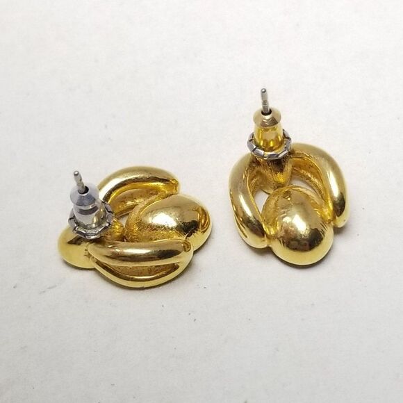 Vintage Dark Purple Rhinestone Gold Tone Stud Earrings, 90s Style, Estate - Picture 3 of 6